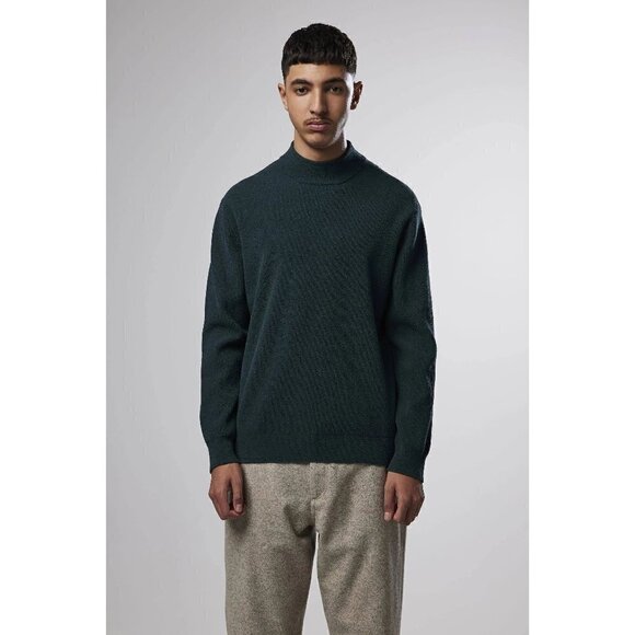 NNo7 Men's Pullover Sweater Danny Mock Neck 6421 Dark Green Large - Picture 2 of 8